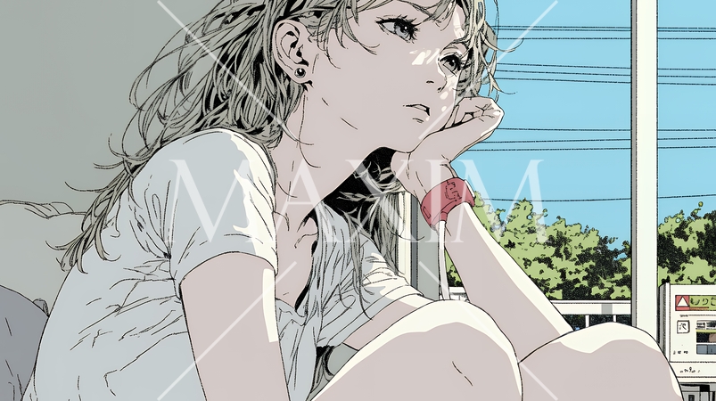 病院のベッドに腰掛けて気落ちしている女性