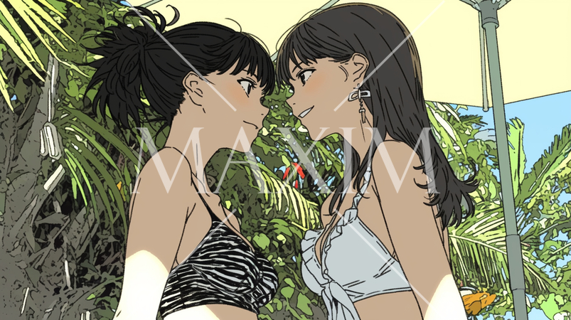 海辺のリゾートに来たのにいがみ合っている若い女友達