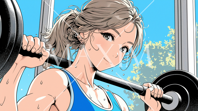 ウェイトトレーニングをしている若い女性