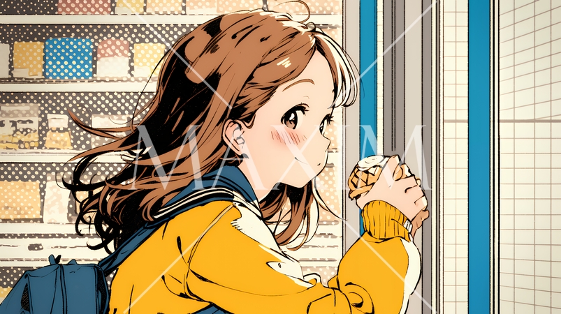 コンビニで新作スイーツを物色中の若い女性