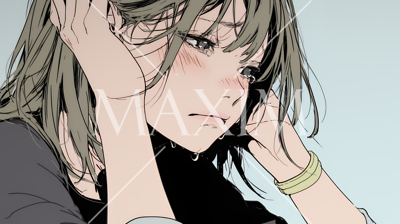 悔しがっている女性：一人座り、後悔と苛立ちをあらわにする苦悩した女性