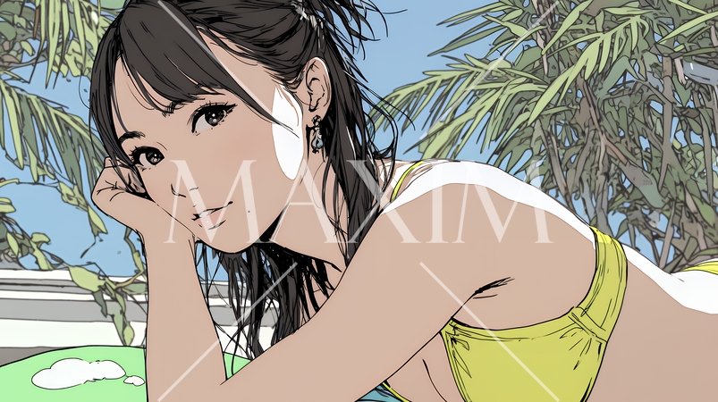 ビーチリゾートを旅行中のビキニ姿の若い女性