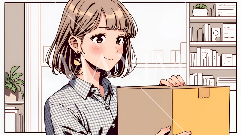 引っ越しの荷造り・荷解きをしている若い女性