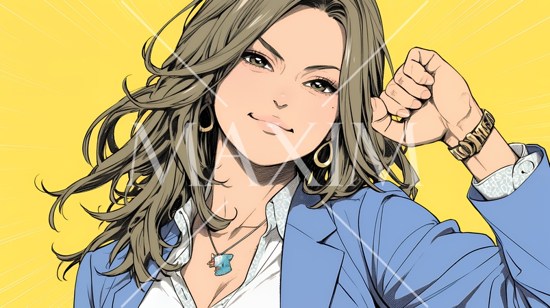 ガッツポーズ（拳を握って力強く）をしているビジネスウーマン