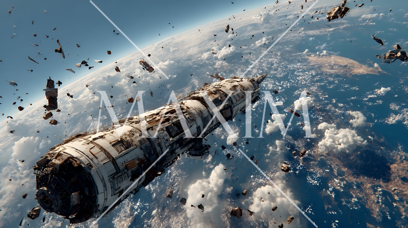 デブリと衝突して破損した人工衛星