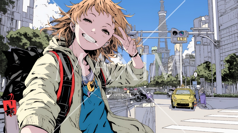 スマホで自撮りしている若い女性