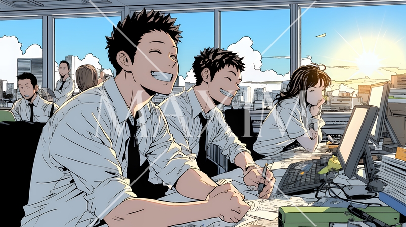 仕事の成功を心から喜んでいるビジネスパーソン