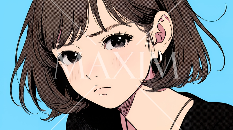 嫉妬の表情を浮かべる若い女性