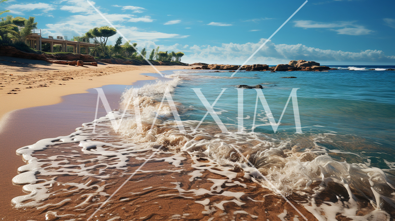 南国の海岸と青い海と青い空