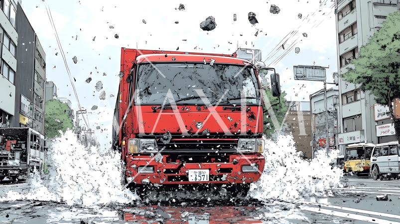 街中での自動車事故