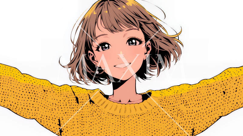 両手を広げて歓迎・驚きの仕草をしている若い女性