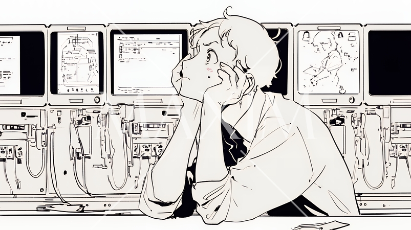 ものすごく要領の悪いユーザーインターフェースに戸惑っているユーザー（シンプルな色使い）