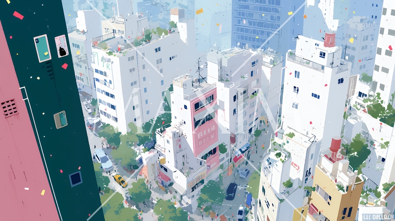 大都市のビル街（ポップでキュートな表現）
