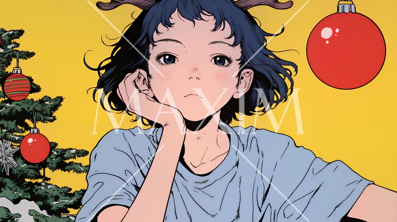 クリスマスツリーと少女