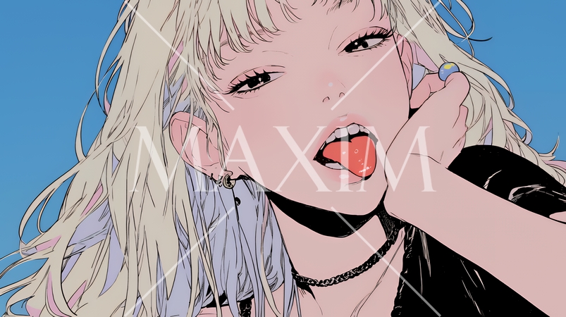 舌を出しておどけている若い女性