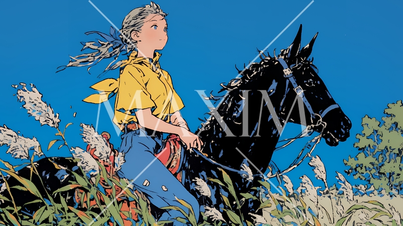 乗馬をしている若い女性