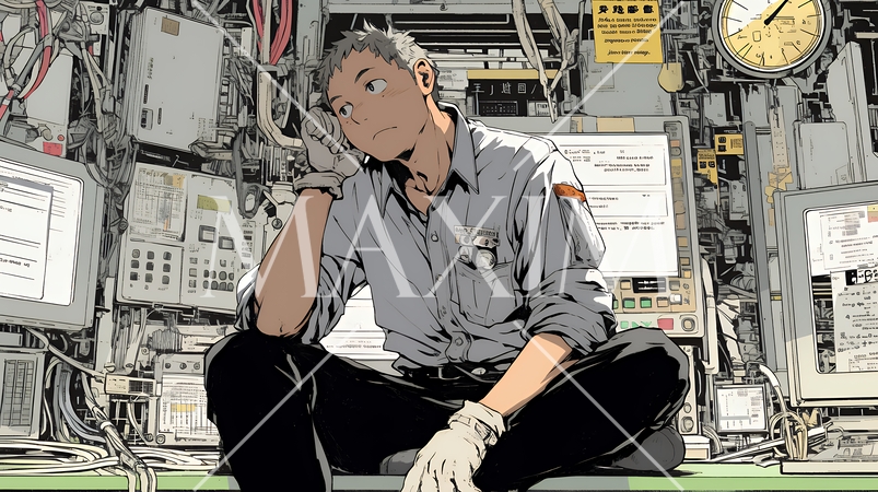 技術的な問題に直面し、肩をすくめて困惑している技術者