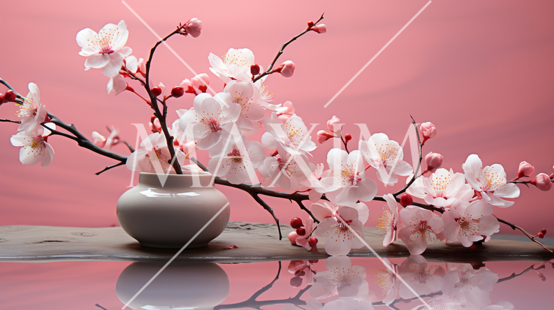 満開のサクラの幻想的な写実的表現