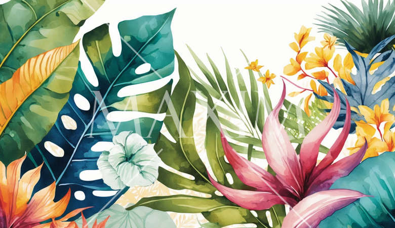 色々な熱帯植物の水彩画