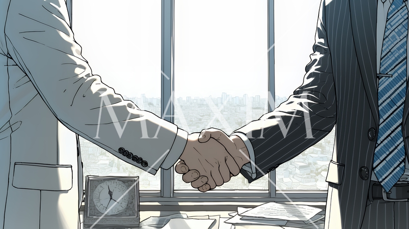 握手をしているビジネスパーソンたち