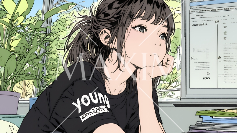 ため息をついている若い女性