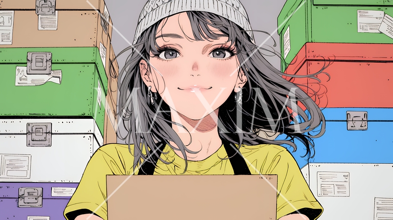 引っ越しの荷造り・荷解きをしている若い女性