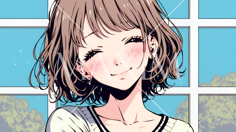 「うふふ」と微笑んでいる若い女性