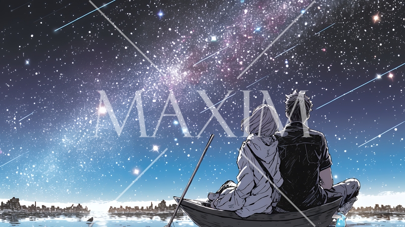 天の川を眺めている恋人たち