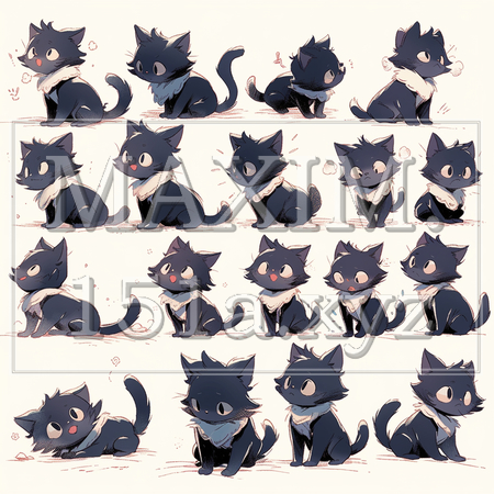 色々な猫のイラストのプリファレンスシート | 9385451-17867