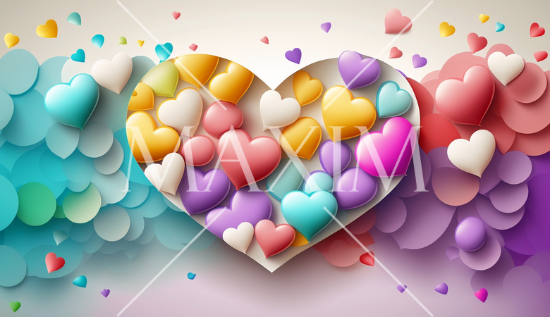 ハートがいっぱいのコピースペースのあるカラフルな背景