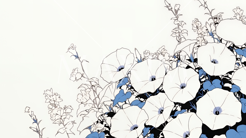 アサガオの花（シンプルな色使い）