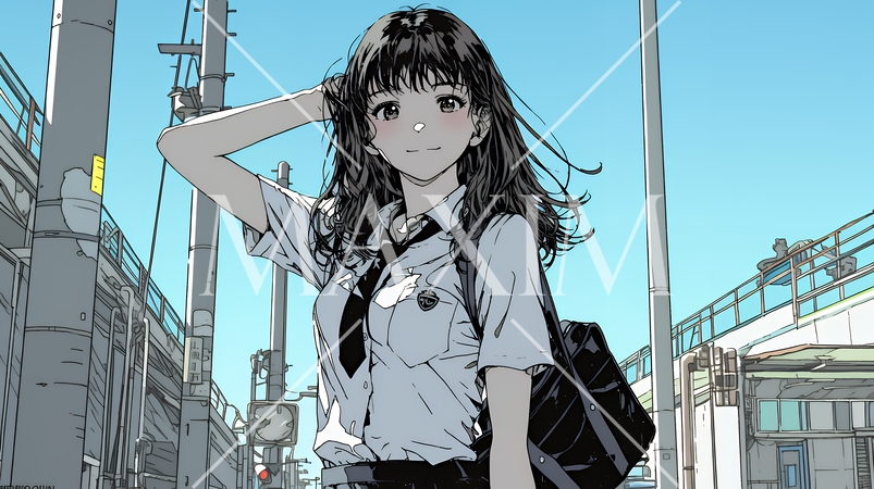 制服姿の女子高生：通学