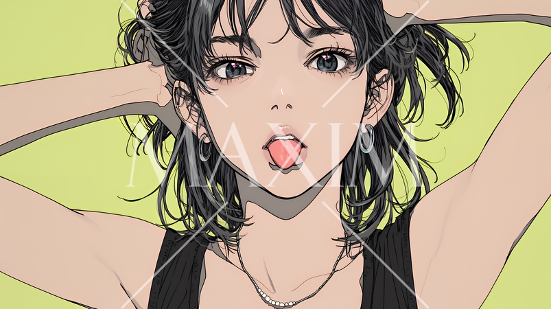 あっかんべー：舌を出して思いっきり相手を馬鹿にしている様子