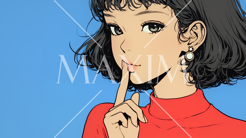 指を唇に当てて「シーShh」というジェスチャーをしている女性