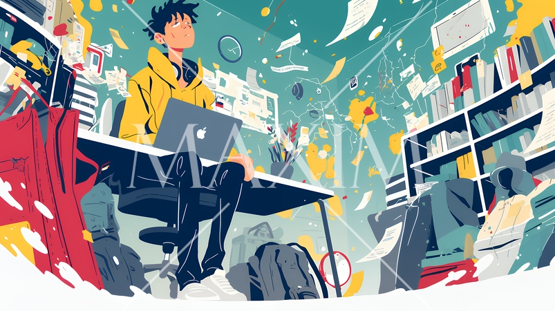 経済的に追い詰められ、部屋で悩む男性