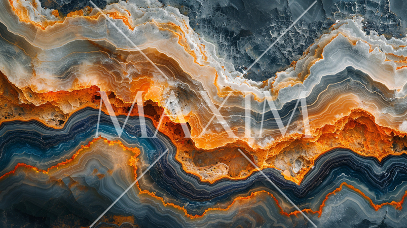 青とオレンジの入ったビビットで鮮やかな大理石の背景