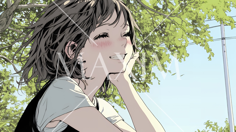 声をあげて大笑いする若い女性