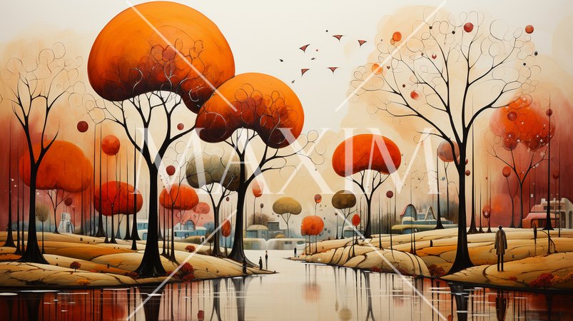 秋の公園：キュービズムな表現