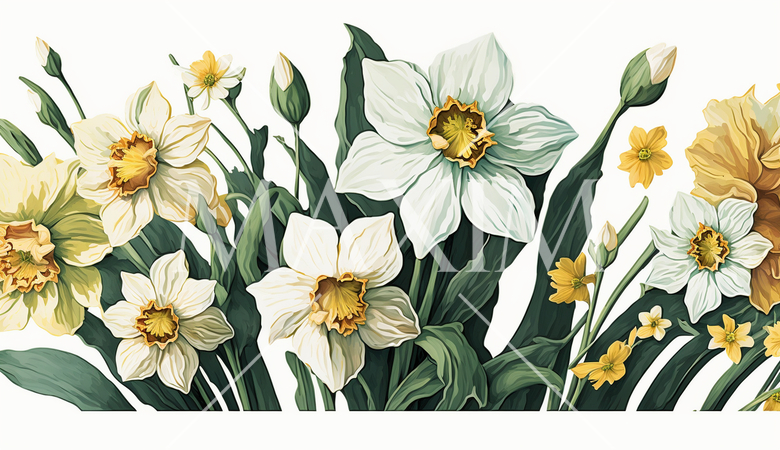 スイセンの花の水彩画