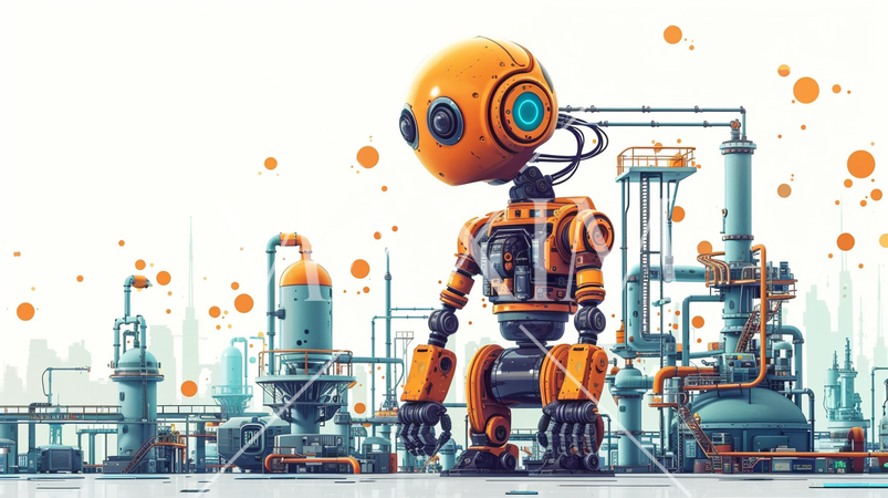 ロボティクスとAI：ロボット工場、人工知能の開発。