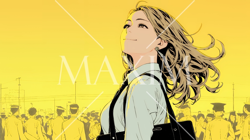 ビジネスフェアに参加しているビジネスウーマン