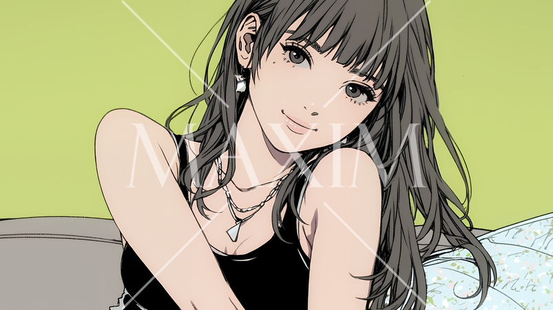 タンクトップ姿が魅力的な若い女性。