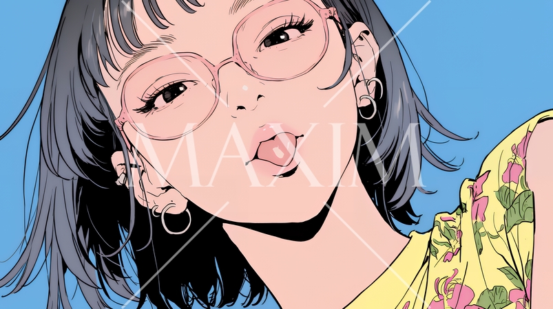 舌を出しておどけている若い女性