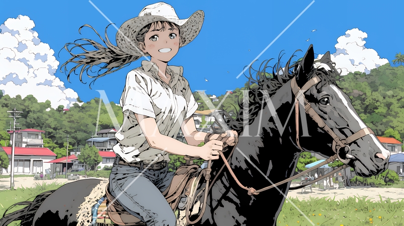 乗馬をしている若い女性