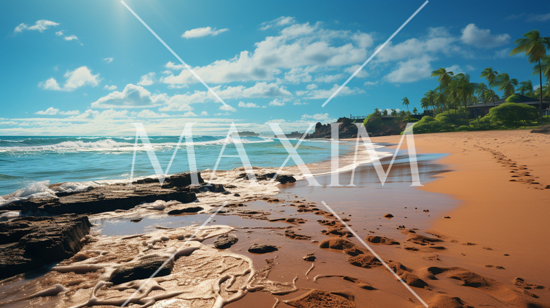 南国の海岸と青い海と青い空