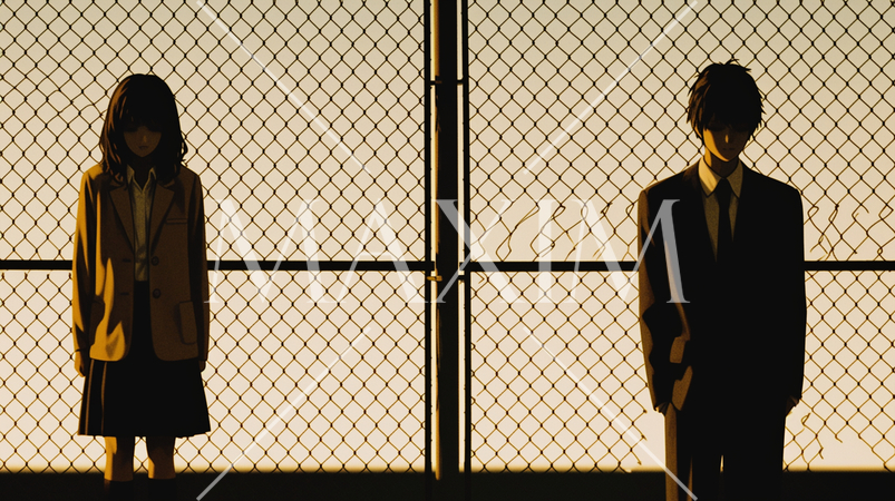 別れ話をしている高校生カップル