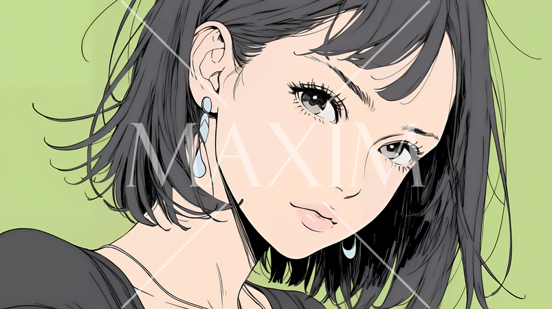 楽：リラックスした顔をしている若い女性