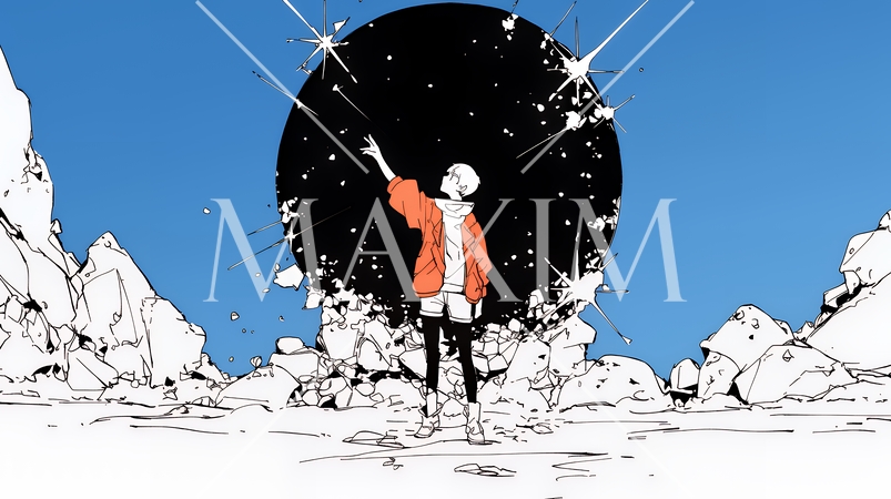 悟りの瞬間：人智では越えられない自然の摂理を知った瞬間（シンプルな色使い）