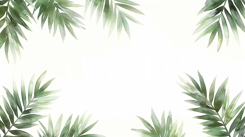 南洋植物を描いた水彩画のフレーム図柄