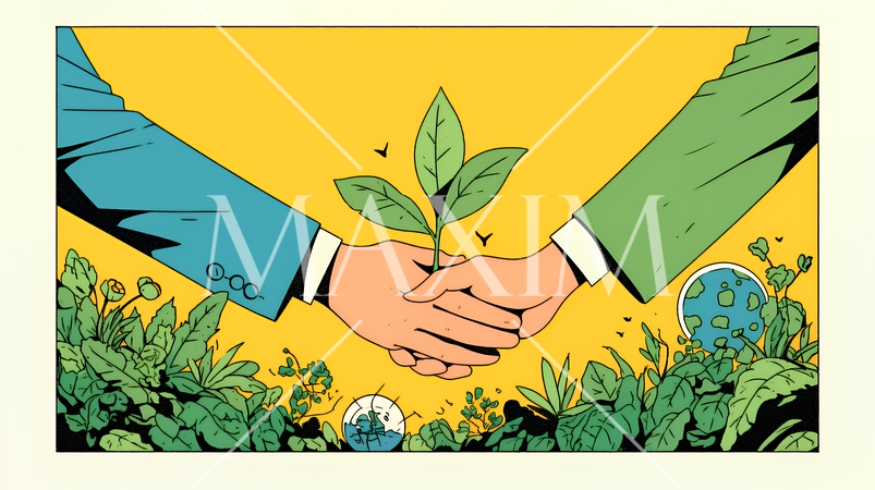 ESG経営とサステナビリティのビジネスコンセプト｜環境・社会・ガバナンスを表す企業向けイラスト